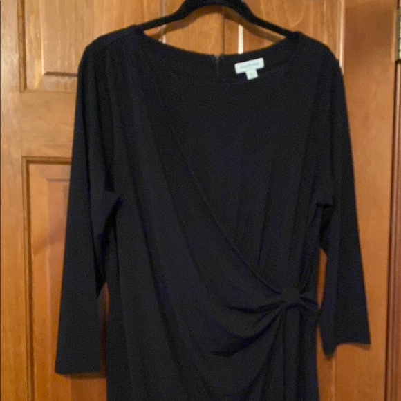 Joan Rivers Wrapped in Elegance - Black Faux Wrap KneeLength Dress Zip Back - Picture 4 of 11
